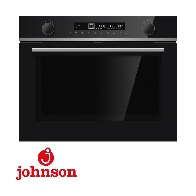HORNO CON MICROONDAS JOHNSON 45cm CRISTAL NEGRO